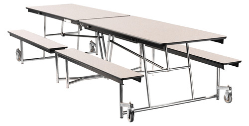 National Public Seating MTFB12 30" W x 145" D x 29" H Rectangle 14 Gauge Steel Mobile Cafeteria Table with Benches