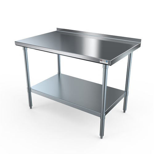 NBR Equipment TG-3030R 30"W x 30"D x 37.25"H Stainless Steel Top Galvanized Steel Legs with 1.5" Rear Up-Turn Economy Work Table