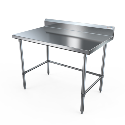 NBR Equipment TS-4830R5-X 48"W x 30"D x 40.75"H Stainless Steel with 5" Backsplash Premium Work Table