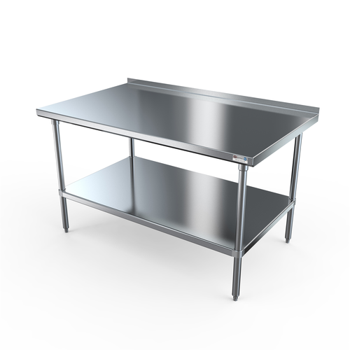 NBR Equipment TS4-6036R 60"W x 36"D x 37.25"H Stainless Steel 1.5" Rear Up-Turn Premium Work Table