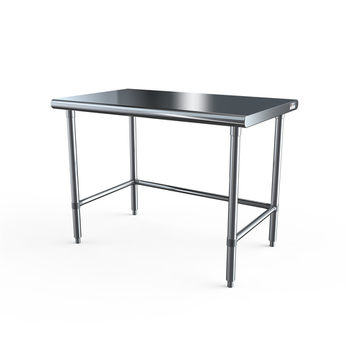 NBR Equipment TS6-4824-X 48"W x 24"D x 35.75"H Stainless Steel 1.63" Bullnose Front and Rear Edge Economy Work Table