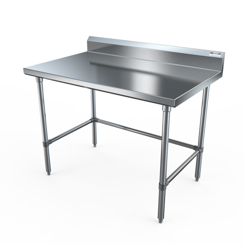 NBR Equipment TS4-4836R5-X 48"W x 36"D x 40.75"H Stainless Steel with 5" Backsplash Premium Work Table