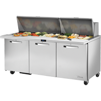True TSSU-72-30M-B-ST-HC~SPEC3 72.38" W Three Section SPEC SERIES® Mega Top Sandwich/Salad Unit - 115 Volts
