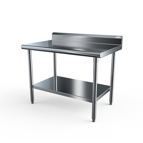 NBR Equipment TS6-3630R5 36"W x 30"D x 40.75"H Stainless Steel with 5"H Backsplash Premium Work Table