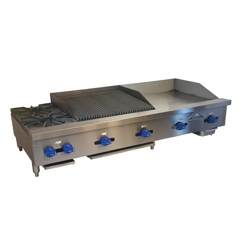 Comstock-Castle 3260-36-2RB-LP 60" W Stainless Steel Countertop Liquid Propane Char-Broiler Griddle Combination - 135,000 BTU