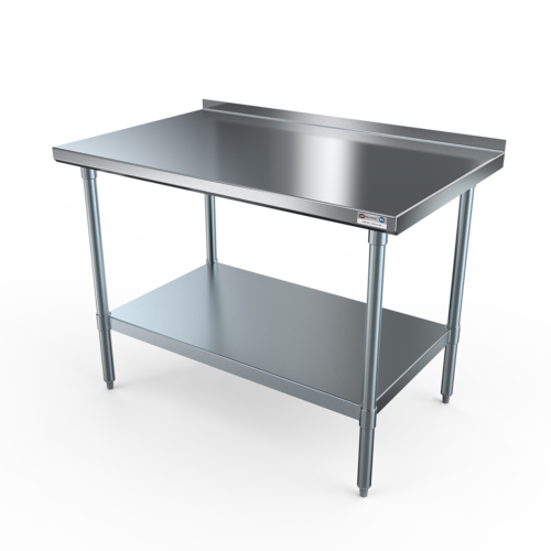 NBR Equipment TG-3024R 30"W x 24"D x 37.25"H Stainless Steel Top Galvanized Steel Legs with 1.5" Rear Up-Turn Economy Work Table