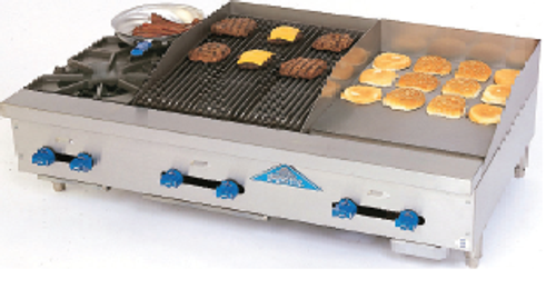 Comstock-Castle 3260-24-2RB-LP 60" W Stainless Steel Countertop Liquid Propane Griddle Char-Broiler Combination - 158,000 BTU