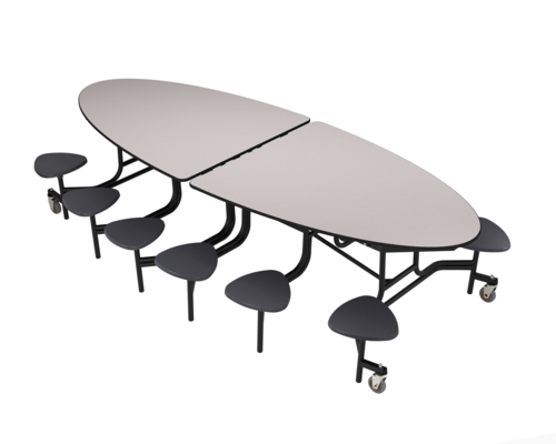 National Public Seating METS 45" W Oval 14 Gauge Steel Mobile Cafeteria Table