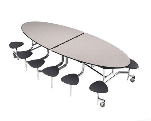 National Public Seating METS 45" W Oval 14 Gauge Steel Mobile Cafeteria Table