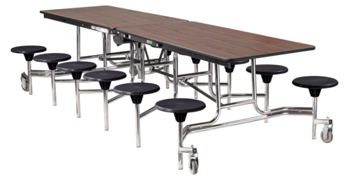 National Public Seating MTS10 30" W x 121" D x 29" H Rectangular 14 Gauge Steel Mobile Cafeteria Table