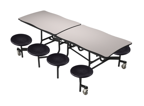 National Public Seating MSTS8 30" W x 97" D x 29" H Rectangular 14 Gauge Steel Swerve Mobile Cafeteria Table