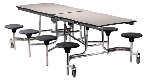 National Public Seating MSTS8 30" W x 97" D x 29" H Rectangular 14 Gauge Steel Swerve Mobile Cafeteria Table