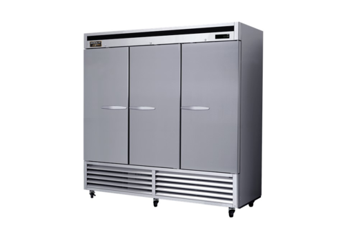 MVP Group KBSF-3 81" W Stainless Steel 3 Solid Doors Reach-In Kool-It Signature Freezer - 115 Volts