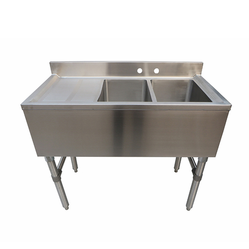NBR Equipment UW-3-101410-48L 48" W x 18.25" D x 32.5" H Stainless Steel (3) Compartments Premium Slim-Line Underbar Sink Unit