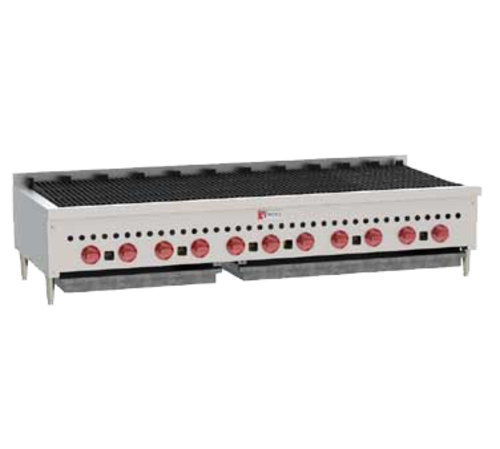 Wolf SCB60-LP 60" W Stainless Steel Countertop Liquid Propane Charbroiler - 159,500 BTU