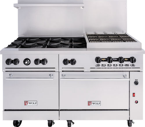 Wolf C60SC-6B24CB-LP 60" W 6 Burners Natural Gas Challenger XL Restaurant Range - 302,000 BTU