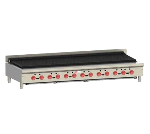 Wolf ACB72-QS-COMMANDER-NG 72.5" W Stainless Steel Countertop Natural Gas Achiever Charbroiler - 221,000 BTU