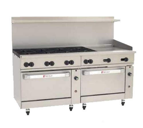 Wolf C72CC-8B24GT-LP 72" W 8 Burners Natural Gas Challenger XL Restaurant Range - 350,000 BTU