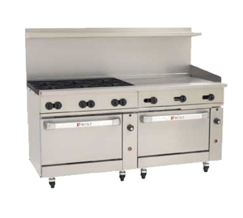 Wolf C72SC-6B36GT-LP 72" W 6 Burners Natural Gas Challenger XL Restaurant Range - 310,000 BTU