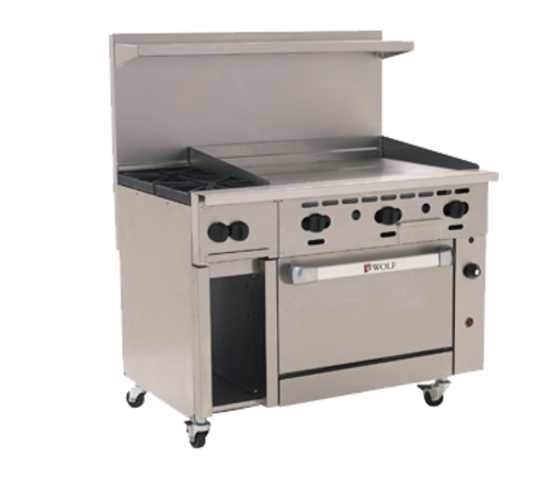 Wolf C48S-2B36G-NG 48" W 2 Burners Natural Gas Challenger XL Restaurant Range - 155,000 BTU
