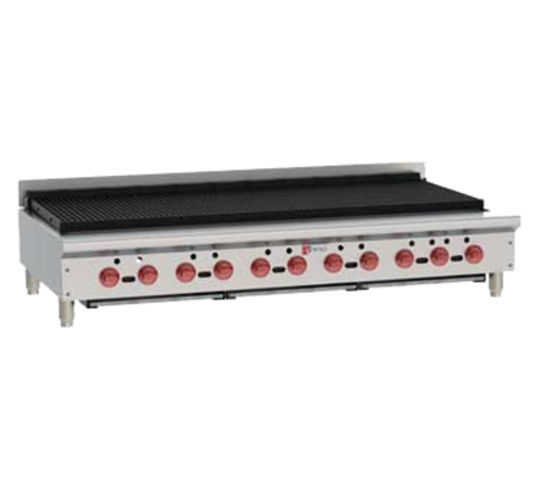 Wolf ACB60-QS-COMMANDER-LP 62.13" W Stainless Steel Countertop Liquid Propane Achiever Charbroiler - 187,000 BTU