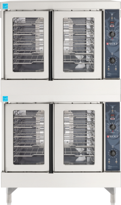 Wolf WC44GD-QS-COMMANDER-NG 40" W Stainless Steel Double Deck Natural Gas Convection Oven - 120 Volts