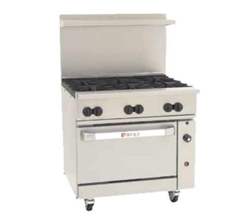 Wolf C36S-6B-QS-COMMANDER-LP 36" W Stainless Steel 6 Burners Liquid Propane Restaurant Range Challenger XL - 215,000 BTU