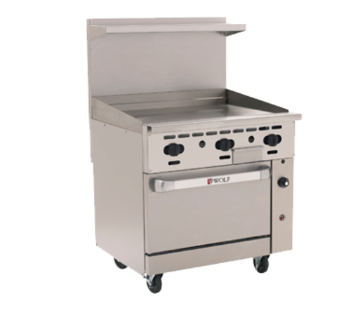 Wolf C36S-36G-NG 36" W Stainless Steel Griddle Natural Gas Restaurant Range Challenger XL - 135,000 BTU