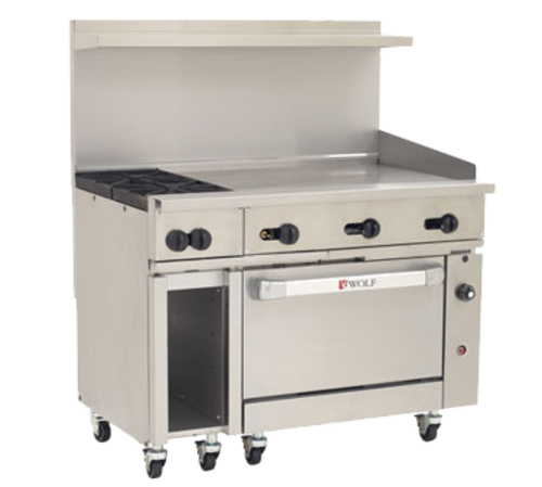 Wolf C48C-2B36G-NG 48" W 2 Burners Natural Gas Challenger XL Restaurant Range - 155,000 BTU