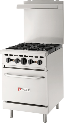 Wolf WX24-4BP-QS-COMMANDER 24" W Stainless Steel 4 Burners Liquid Propane WX Series Restaurant Range - 143,000 BTU