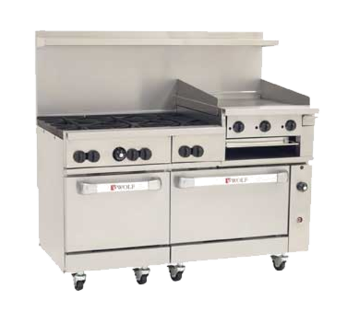 Wolf C60SC-6B24GB-LP 60" W 6 Burners Natural Gas Challenger XL Restaurant Range - 268,000 BTU