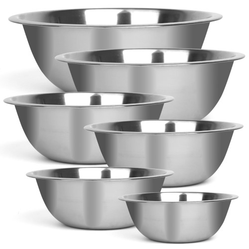 Culigrade Stainless Steel Mixing Bowl Set of 6 - 0.75, 1.5, 3, 4, 5, 8 Quart Sizes - Nesting, Durable, Easy to Clean, Ideal for Baking, Cooking, and Food Prep