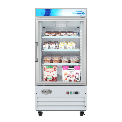 Koolmore MDF-1GD-9C-WH 9 Cu. Ft. White Reach-In Display Merchandiser Freezer - 115 Volts