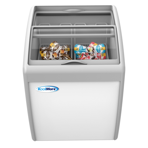 Koolmore MCF-6C 5.7 Cu. Ft. White Sliding Glass Door Ice Cream Display Chest Freezer - 115 Volts