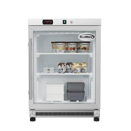 Koolmore KM-MDF46GD 4.6 Cu. Ft. White Stainless Steel Glass Door Countertop Display Freezer
