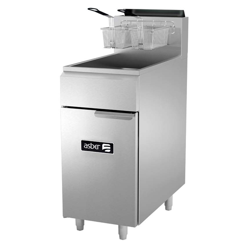 Asber AEF-50-S-NG 50 Lbs. Natural Gas Floor Model Restaurant Fryer - 114,000 BTU