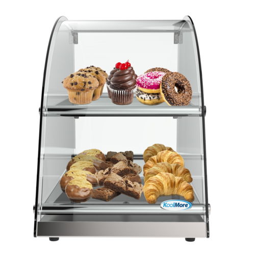 Koolmore DC-2CN 2.4 Cu. Ft. Curved Front Glass Rear Door Countertop Commercial Bakery Display Case
