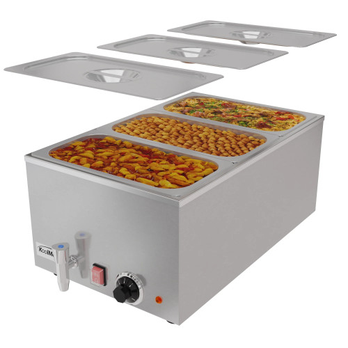 Koolmore CFW-3T 6 Qt. Stainless Steel 20 Gauge Electric Countertop Food Warmer with Faucet - 115 Volts