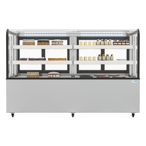Koolmore BDC-20C 20 Cu. Ft. Front Curved Glass 2 Adjustable Shelves Non-Refrigerated Dry Bakery Display Case