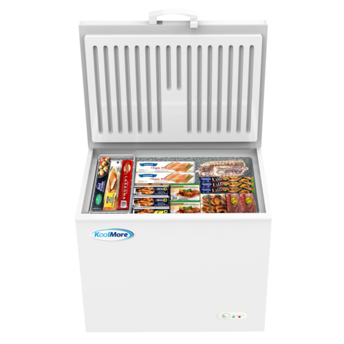 Koolmore SCF-9C 7 Cu. Ft. Aluminum White Solid Hinged Door with Lock Chest Freezer - 115 Volts