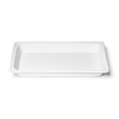 Rosseto CP004 20.87" x 12.87" x 2.32" White Rectangular Ceramic Multi-Chef Food Pan