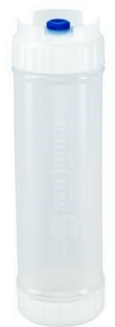 San Jamar 857324L 24 Oz. Blue Cap Single Tip EZ-Kleen Sauce Bottle - 6/Pack