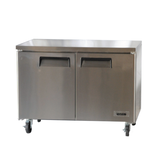 Bison BUF-48 12 Cu. Ft. Two-Section Self Closing Stainless Steel Door Undercounter Freezer - 115 Volts 1-Phase