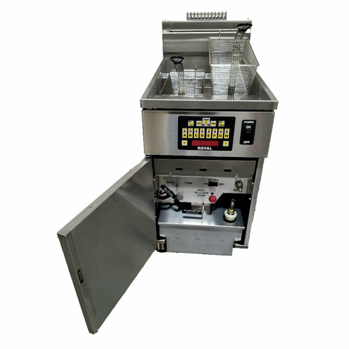 Royal Range RHEF-75-1-CM-LP 85 Lbs. Stainless Steel Liquid Propane High Efficiency Fryer Battery - 132,000 BTU