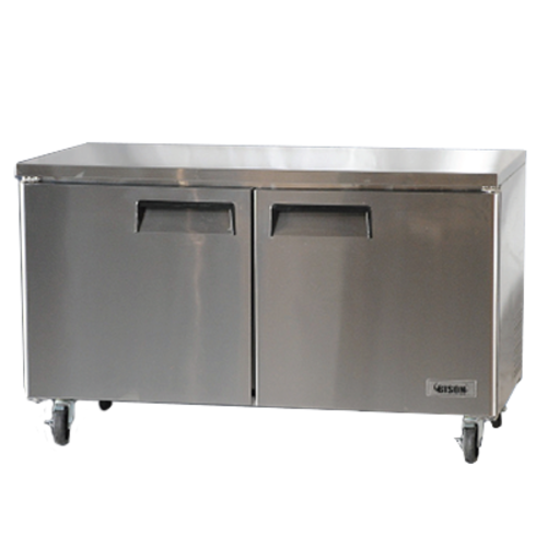 Bison BUF-60 17.9 Cu. Ft. Two-Section Self Closing Stainless Steel Door Undercounter Freezer - 115 Volts 1-Phase