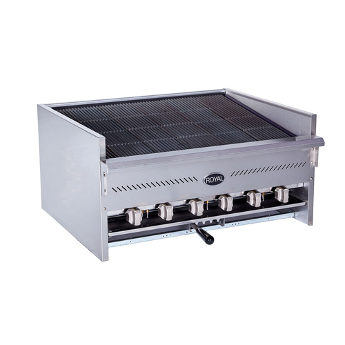 Royal Range RARB-36-LP 36" W Stainless Steel Countertop Liquid Propane Radiant Type Charbroiler - 120,000 BTU