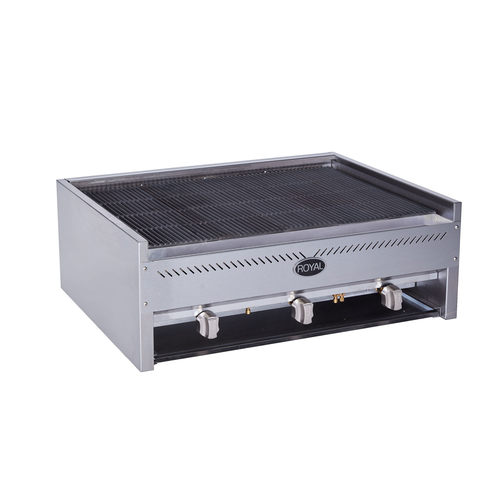 Royal Range RCB-24-LP 24" W Stainless Steel Countertop Lava Rocks Natural Gas Heavy Duty Charbroiler - 80,000 BTU
