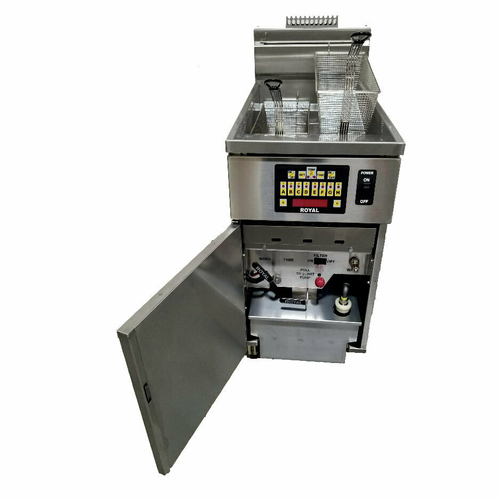 Royal Range RHEF-45-1-DM-LP 50 Lbs. Stainless Steel Liquid Propane High Efficiency Fryer Battery - 99,000 BTU