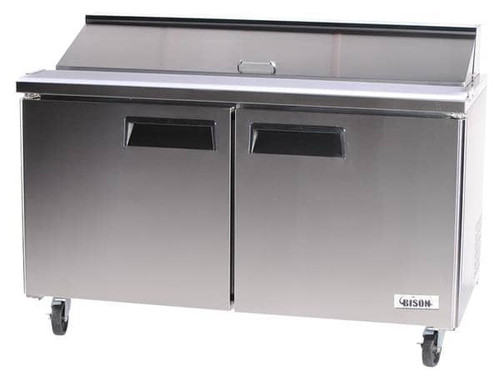 Bison BST-60 18.2 Cu. Ft. Two-Section Self Closing Stainless Steel Door Sandwich Unit - 115 Volts 1-Phase