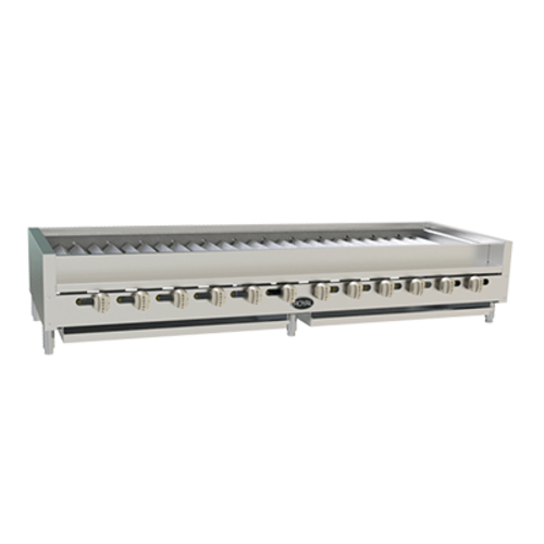 Royal Range RKTB-72-LP 72" W Stainless Steel Countertop Liquid Propane Kabob Broiler - 216,000 BTU